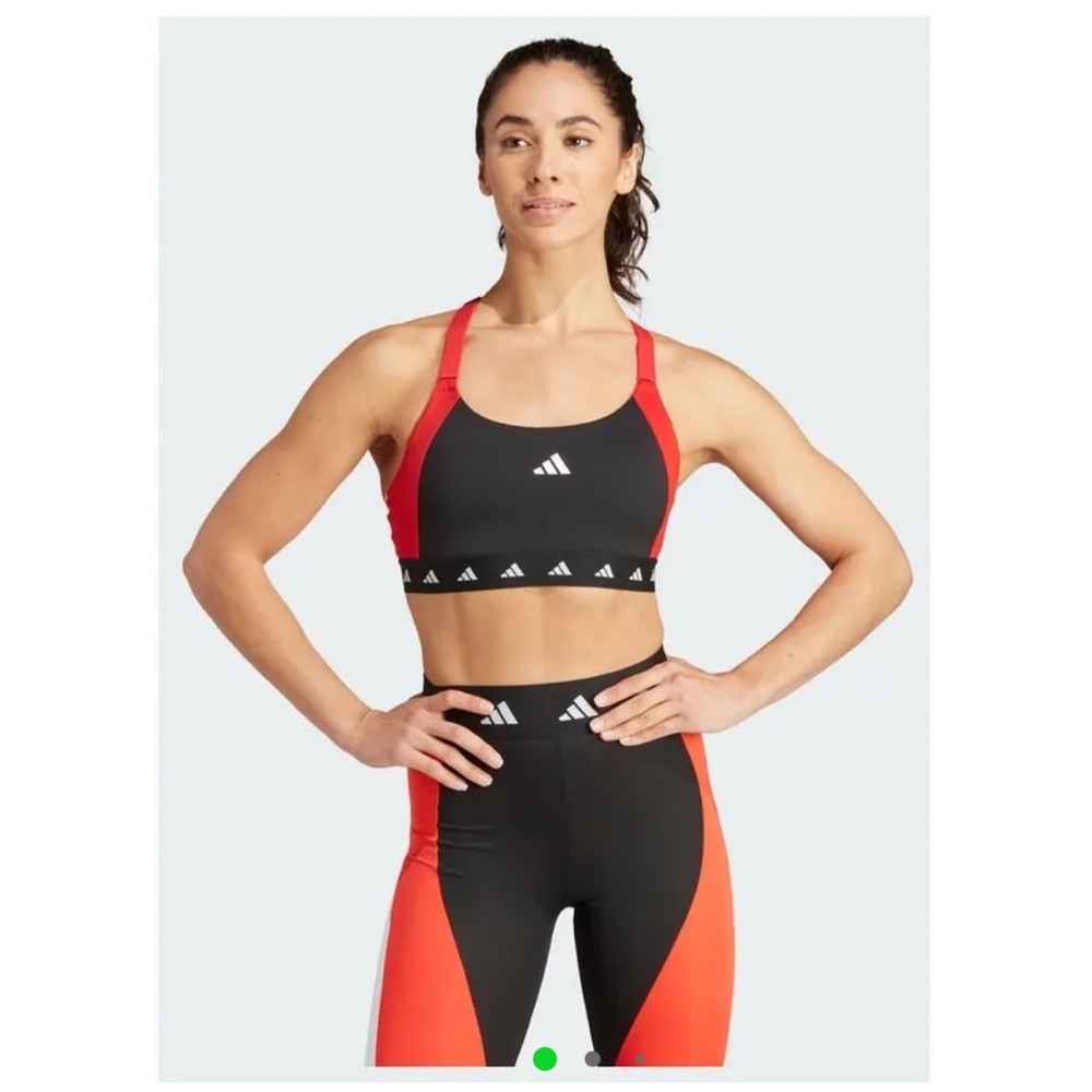 Adidas Black and Red Techfit Set (Leggings & matching Bra)